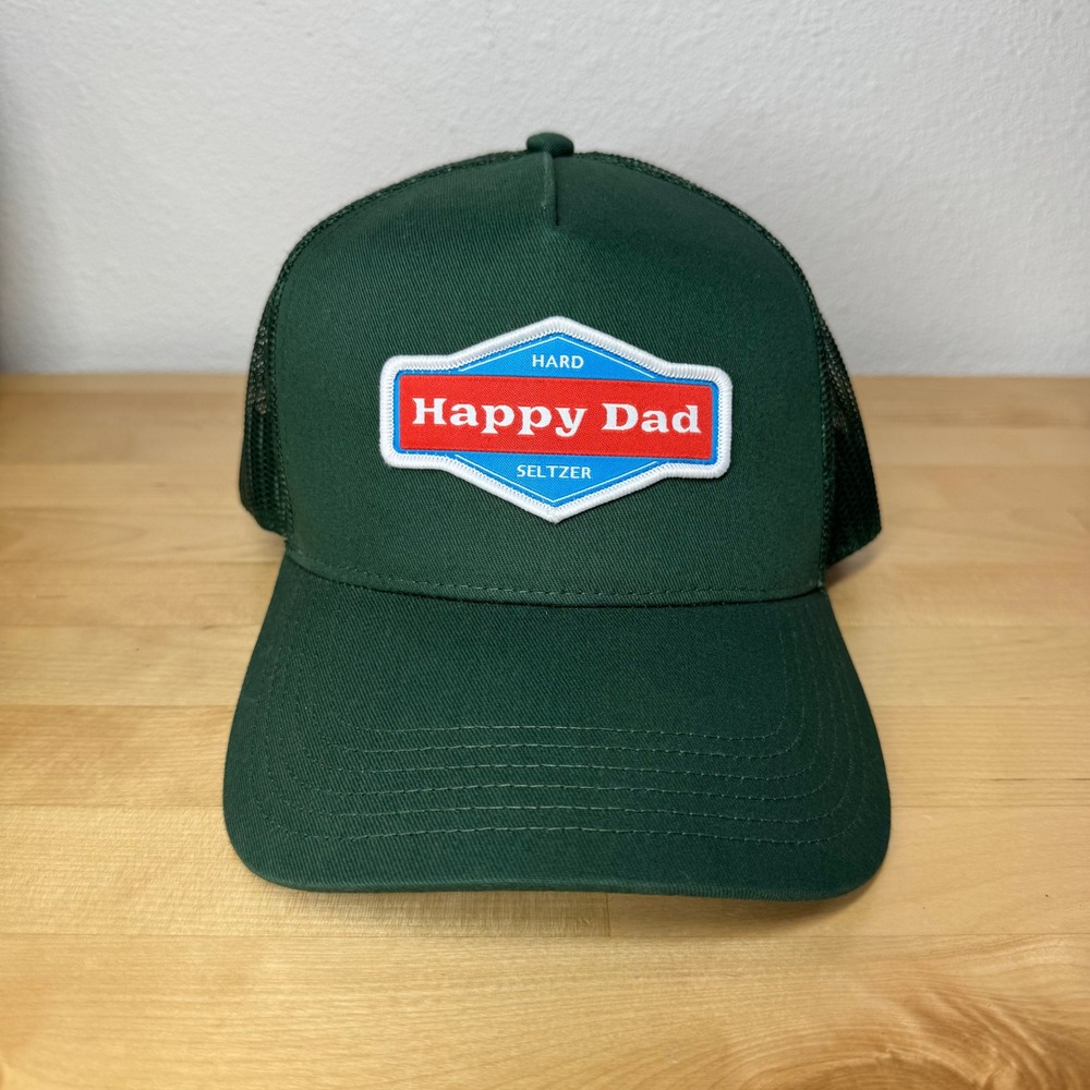 Happy Dad Hard Seltzer Trucker Hat Forest Green Mesh Snapback Cap Nelk Boys